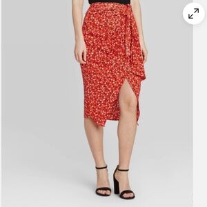 Who What Wear Floral Faux Tie Asymmetrical Midi Skirt – Women’s 4